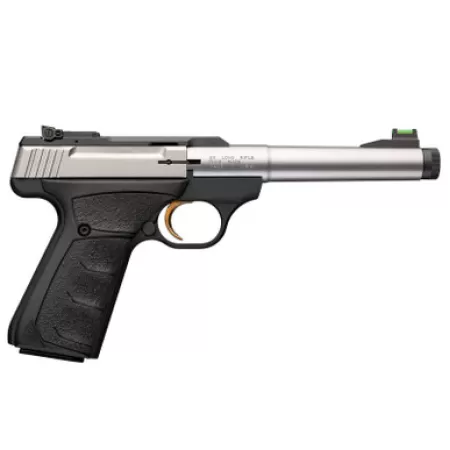Browning 051616490 Buck Mark Camper SR 22 LR 10+1 5.90" Stainless Threaded Bull Barrel, Matte Black Aluminum Receiver, Black Overmolded UFX Grip