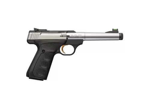 Browning 051616490 Buck Mark Camper SR 22 LR 10+1 5.90" Stainless Threaded Bull Barrel, Matte Black Aluminum Receiver, Black Overmolded UFX Grip