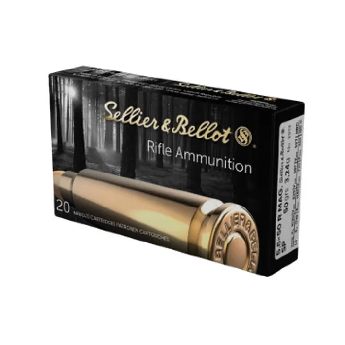 Sellier & Bellot 5.6x50R Magnum 50 Grain Soft Point Rifle Ammo, 20 Rounds, SB5650RB