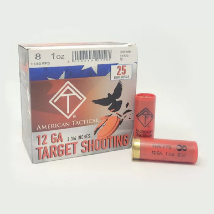 AMERICAN TACTICAL IMPORTS Target Load Amo 12Ga #8 1oz 2 3/4" 25rd Box Shotgun Ammo (ATIACL12T8) AMERICAN TACTICAL IMPORTS Target Load Amo 12Ga #8 1oz 2 3/4" 25rd Box Shotgun Ammo (ATIACL12T8)