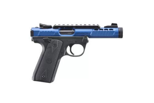 RUGER Mark IV 22/45 Lite 22LR 4.4in 2x 10rd Mags Black/Blue Anodized Rimfire Pistol (43961)