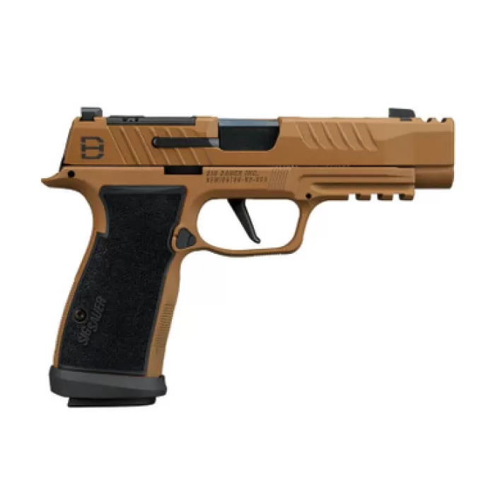 Sig Sauer 365AXGF9DH3 P365 DH3 AXG Compact 9mm Luger 21+1 3.70" Black DLC Barrel, Coyote Cerakote Stainless Steel Lightening Cut/Optic Ready/Serrated Slide, Coyote Cerakote AXG Grip Module, SIG-LOC Co