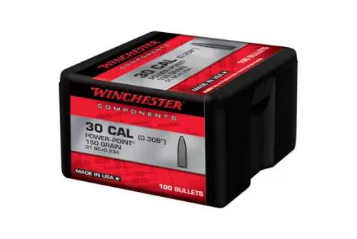 Winchester Ammo Centerfire Rifle Reloading 30 Cal .308 150 gr Power-Point (PP) 100 Per Box
