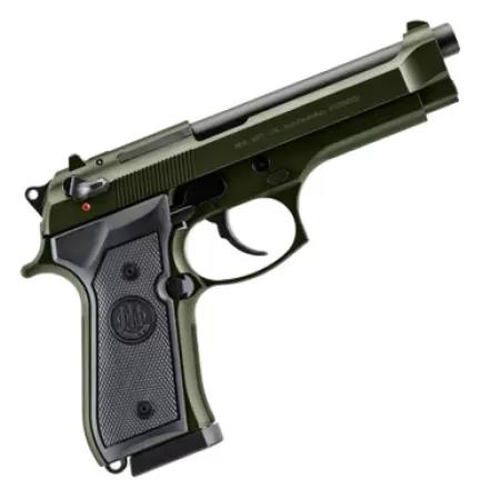 Beretta USA J92F300GR10 92FS  Full Size Frame 9mm Luger 10+1 4.90" Black Steel Barrel, OD Green Cerakote Serrated Slide, OD Green Cerakote Aluminum Frame w/Beavertail, Black Textured Grip