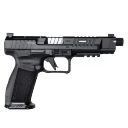 Canik HG7068-N Mete SFx Pro Full Size 9mm Luger 20+1 5.74" Chrome Plated Threaded Barrel, Black Steel Optic Ready/Serrated Slide, Black Polymer Frame w/Picatinny Rail, Interchangeable Backstrap Grip