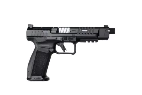Canik HG7068-N Mete SFx Pro Full Size 9mm Luger 20+1 5.74" Chrome Plated Threaded Barrel, Black Steel Optic Ready/Serrated Slide, Black Polymer Frame w/Picatinny Rail, Interchangeable Backstrap Grip