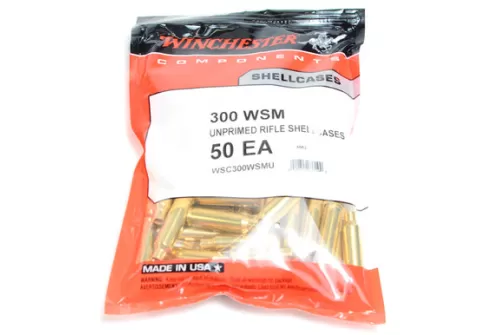 WINCHESTER 300 WSM Unprimed Brass Cases (WSC300WSMU)