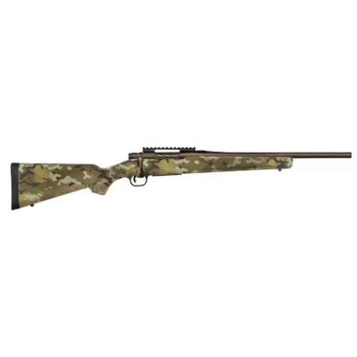 Mossberg 28279 Patriot Compact 450 Bushmaster 4+1 18" Patriot Brown Cerakote Threaded Bull Barrel, Patriot Brown Cerakote Steel Receiver w/Picatinny Rail, MultiCam Fixed Synthetic Stock