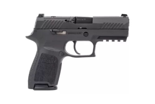 Sig Sauer 320C9BSSPMSMA P320 *MA Compliant Compact 9mm Luger 10+1 3.90" Black DLC Barrel, Black Nitron Stainless Steel Optic Ready/Serrated Slide, Black Stainless Steel Frame w/Picatinny Rail, Texture