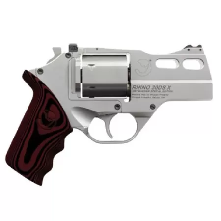 Chiappa Firearms CF340353 Rhino 30SARX *CA Compliant 357 Mag 6 Shot 3" Stainless Steel Barrel & Cylinder, Stainless Alloy Frame, Black/Red G10 Grip