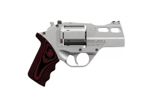Chiappa Firearms CF340353 Rhino 30SARX *CA Compliant 357 Mag 6 Shot 3" Stainless Steel Barrel & Cylinder, Stainless Alloy Frame, Black/Red G10 Grip