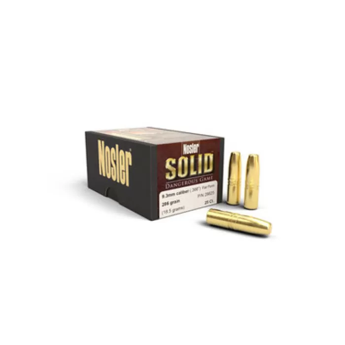 NOSLER Solid Dangerous Game 9.3mm .366" 286Gr FP 25rd Box Rifle Bullets (29825) NOSLER Solid Dangerous Game 9.3mm .366" 286Gr FP 25rd Box Rifle Bullets (29825)