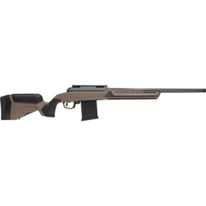Savage Arms 32693 110 Core Tactical Full Size 6.5 PRC 7+1 24" Medium Heavy Fluted Barrel, Arca Rail Forend, Coyote Tan AccuStock w/AccuFit V2 Synthetic Stock, Left Hand