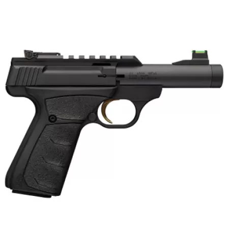 Browning 051610490 Buck Mark Micro SR 22 LR 10+1 4" Matte Black Threaded Bull Barrel, Serrated w/Picatinny Rail Slide, Matte Black Aluminum Frame, Black Overmolded UFX Grip