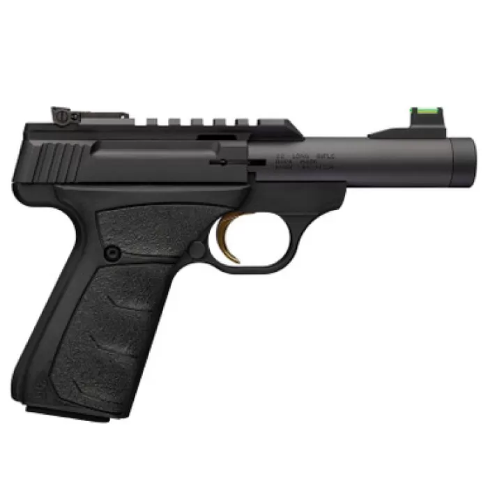Browning 051610490 Buck Mark Micro SR 22 LR 10+1 4" Matte Black Threaded Bull Barrel, Serrated w/Picatinny Rail Slide, Matte Black Aluminum Frame, Black Overmolded UFX Grip