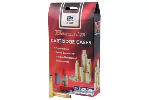 HORNADY 204 Ruger 50-Pack Unprimed Rifle Case (8604)