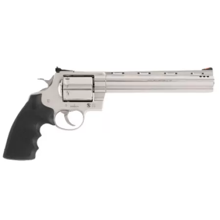 Colt Mfg KODIAKSP8RTS Kodiak 44 Mag 6 Shot 8" Stainless Ported Vent Rib Barrel, Stainless Unfluted Cylinder & Stainless Steel Frame, Black Rubber Grip, Exposed Hammer