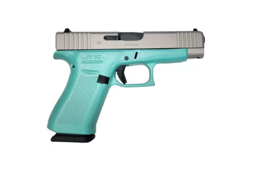GLOCK G48 9mm 4.17in 10rd Crushed Silver/Robin's Egg Blue IVS Exclusive Semi-Auto Pistol (PA4850204-REBCS)