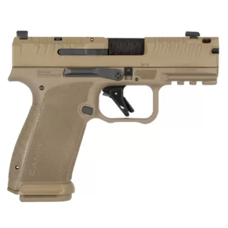 Canik HG8328D-N Mete MC9 Prime 9mm Luger 17+1 3.64" Black Compensated Barrel, Flat Dark Earth Cerakote Steel Optic Ready/Serrated Slide, FDE Polymer Frame w/Picatinny Rail, Textured Grip