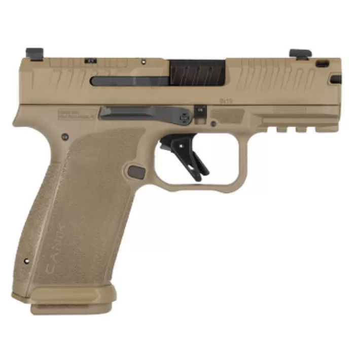 Canik HG8328D-N Mete MC9 Prime 9mm Luger 17+1 3.64" Black Compensated Barrel, Flat Dark Earth Cerakote Steel Optic Ready/Serrated Slide, FDE Polymer Frame w/Picatinny Rail, Textured Grip