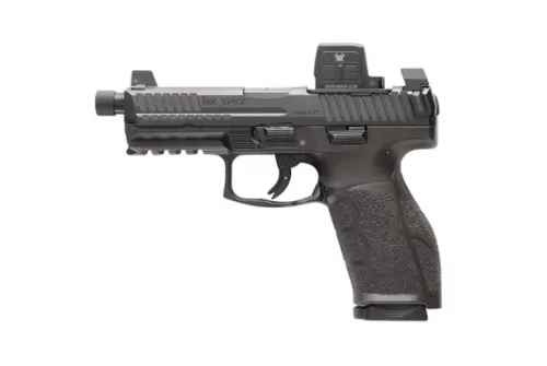 HK 81001365 VP9A1 X Tactical w/Optic Full Size 9mm Luger 15+1 4.70" Black Threaded Barrel, Black Steel Serrated w/Optic Slide, Black Polymer Frame w/Picatinny Rail, Textured Grip, Vortex CCW