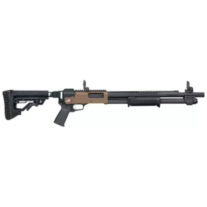 MOSSBERG 590R 12 Gauge 18.5in 6rd MBUS 3 Sights Chisel Folding Stock Black/FDE Shotgun (50233)