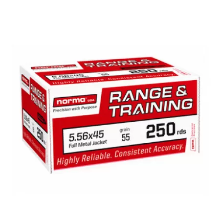 Norma Range & Training FMJ 5.56x45 55gr Centerfire Rifle Ammo (250/box) 701703514
