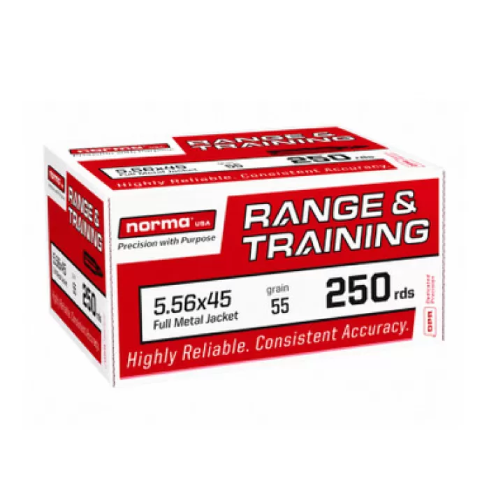 Norma Range & Training FMJ 5.56x45 55gr Centerfire Rifle Ammo (250/box) 701703514