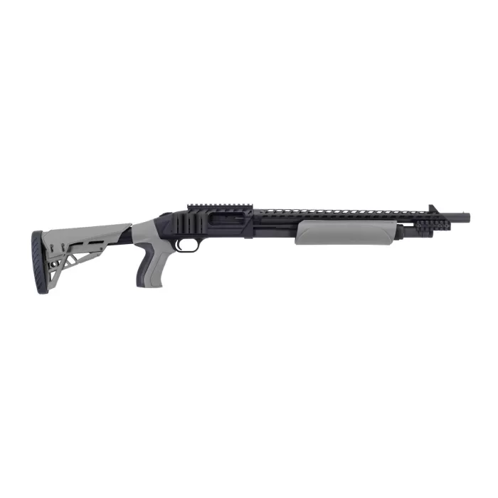 Mossberg 500 SCORPION 12/18.5 BL/GREY GREY FURNITURE|RAIL/HEATSHIELD - Dirty Bird Industries Mossberg 500 SCORPION 12/18.5 BL/GREY GREY FURNITURE|RAIL/HEATSHIELD - Dirty Bird Industries
