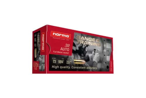 Norma Range and Training Brass .32 ACP 73-Grain 50-Rounds FMJ