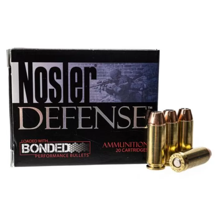 Nosler Defense, 10mm, 200 Grain, BJHP, Brass Cased, Centerfire Pistol Ammunition, 20 Rounds, 39156