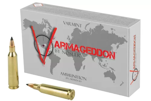 NOSLER Varmageddon 22-250 Remington 55 Grain Flat Base Tipped, 20 Round Box - Dirty Bird Industries