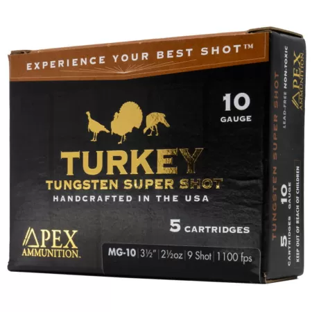 Apex Ammunition Turkey TSS 10 Gauge 2-1/2 oz 3 1/2 in Centerfire Shotgun Ammo, 5 Rounds, MG10-9
