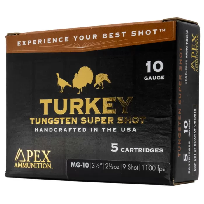 Apex Ammunition Turkey TSS 10 Gauge 2-1/2 oz 3 1/2 in Centerfire Shotgun Ammo, 5 Rounds, MG10-9