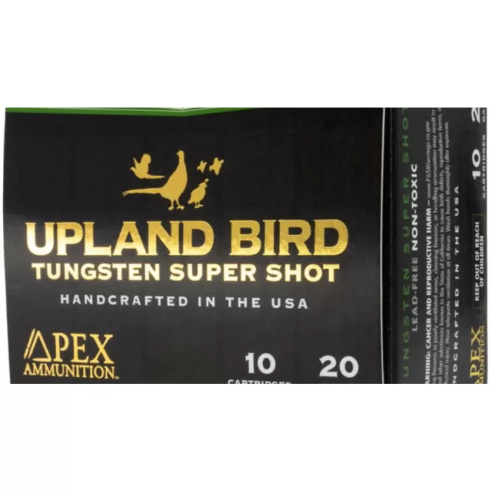Apex Upland Bird Z-Series Tss Shotun Ammo 20 GA 3/4Oz 3 In. #8 Upland 10 RD Z20-8UP Apex Upland Bird Z-Series Tss Shotun Ammo 20 GA 3/4Oz 3 In. #8 Upland 10 RD Z20-8UP