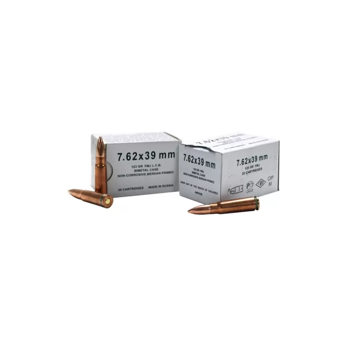 Bear Ammunition Barnaul, 7.62x39mm, 123 Grain, Full Metal Jacket, Centerfire Rifle Ammo, 500 Rounds, AM762B Bear Ammunition Barnaul, 7.62x39mm, 123 Grain, Full Metal Jacket, Centerfire Rifle Ammo, 500 Rounds, AM762B