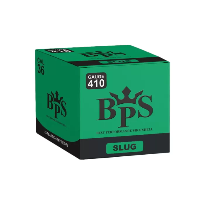 BPS .410 Bore /36 Gauge 7.5 Grain 2.5in Centerfire Shotgun Slug Ammunition, 25 Rounds, 5004 BPS .410 Bore /36 Gauge 7.5 Grain 2.5in Centerfire Shotgun Slug Ammunition, 25 Rounds, 5004