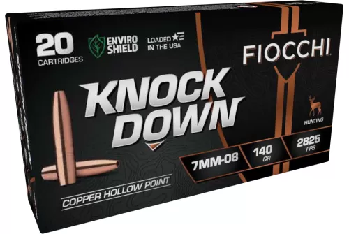 Fiocchi 7MM08CHA Knock Down Enviro Shield 7mm-08 Rem 140 Gr Hollow Point HP 20