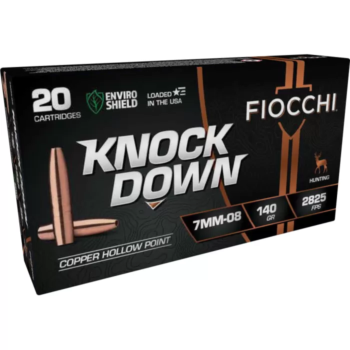 Fiocchi 7MM08CHA Knock Down Enviro Shield 7mm-08 Rem 140 Gr Hollow Point HP 20