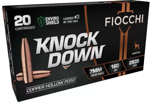 Fiocchi 7RMCHA Knock Down Enviro Shield 7mm Rem Mag 160 Gr Hollow Point HP 20