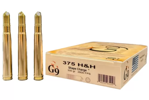 G9 Defense Safari 375 H&H Magnum Ammo 300 Grain Fluted Lead Free Box of 20