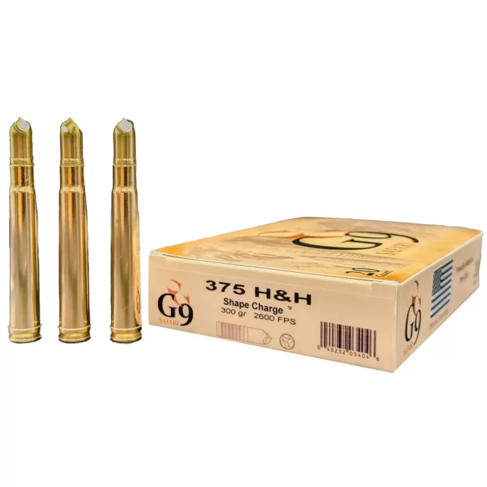 G9 Defense Safari 375 H&H Magnum Ammo 300 Grain Fluted Lead Free Box of 20
