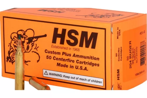 Hsm Varmint Rifle Ammunition 204 Ruger Blitzking 39 Gr. 20 Rd. HSM-204R-4-N