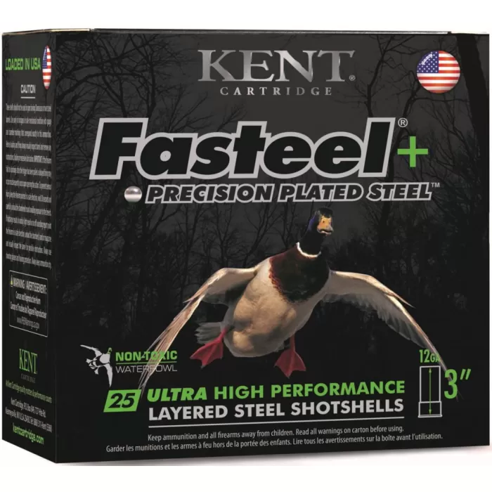 Kent Cartridge Fasteel + Precision Plated Steel 12 Gauge 3.5in #2X4 1.5oz Waterfowl Shotshells - 25 Rounds