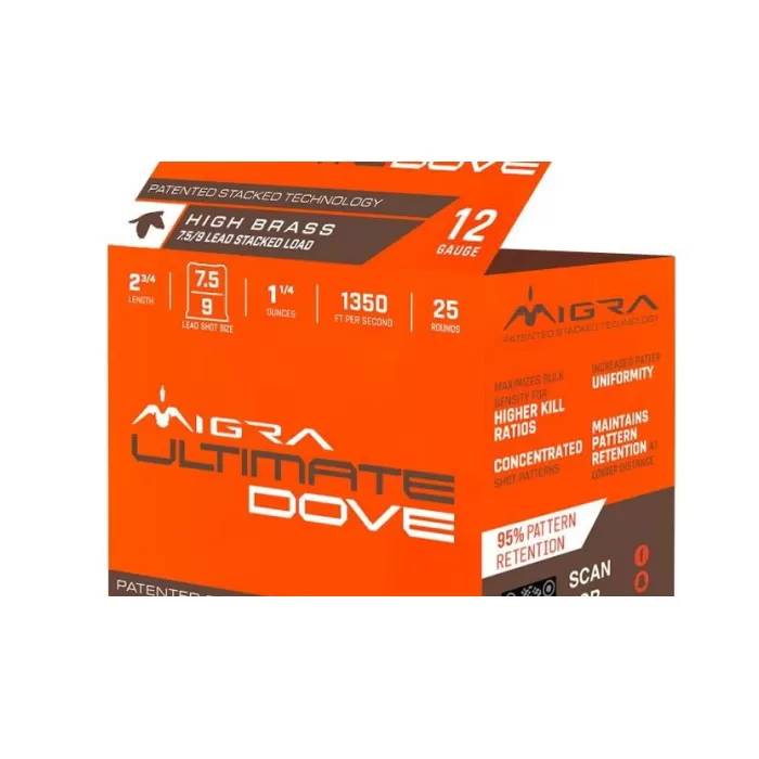 MIGRA ULTIMATE DOVE 12GA 2.75 1.25OZ #7.5-9 25 MIGRA ULTIMATE DOVE 12GA 2.75 1.25OZ #7.5-9 25