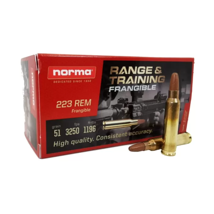 Norma Range & Training .233 Rem 51gr Lead-Free Frangible Ammo (50/box) 630840050 Norma Range & Training .233 Rem 51gr Lead-Free Frangible Ammo (50/box) 630840050