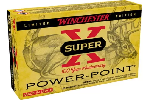 Winchester Ammo Super X 100th Anniversary .243 Winchester 100 Grain Power-Point Brass Cased Centerfire Rifle Ammo, 20 Rounds, X243100