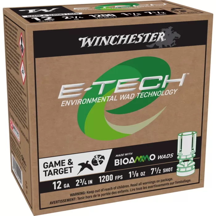 Winchester E-Tech 12 Ga, 2.75", 1 1/8 oz, 7.5 Shot, 25rd Box Winchester E-Tech 12 Ga, 2.75", 1 1/8 oz, 7.5 Shot, 25rd Box