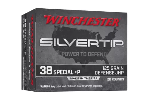 Winchester Super-X .38 Special +P 125 Grain Silvertip Jacketed Hollow Point Centerfire Pistol Ammunition, 20 Round, W38PST