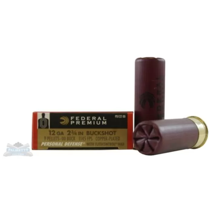 Federal 12ga 2.75" 9 Pellets 00 PD w/FliteControl (Red. Recoil) Shotshell Ammunition 5rds - PD132 00 Federal 12ga 2.75" 9 Pellets 00 PD w/FliteControl (Red. Recoil) Shotshell Ammunition 5rds - PD132 00
